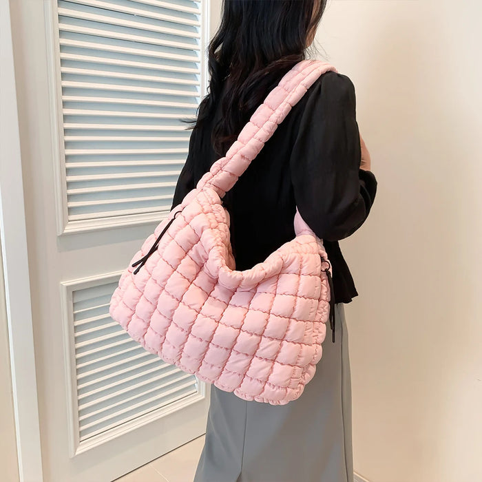 Women’s Puffer Shoulder Bag – Fashion Bubble Tote with Large Capacity