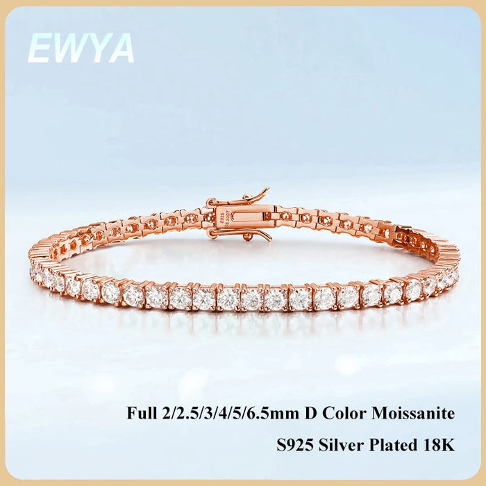 Certified Moissanite Tennis Bracelet 925 Sterling Silver with GRA Certificate