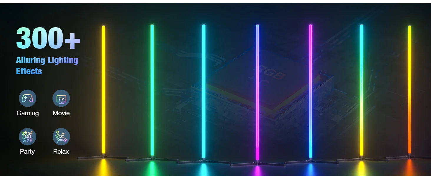 Modern RGBIC Smart Floor Lamp with 16M Colors, Music Sync & Remote App Control - Samanta Factory