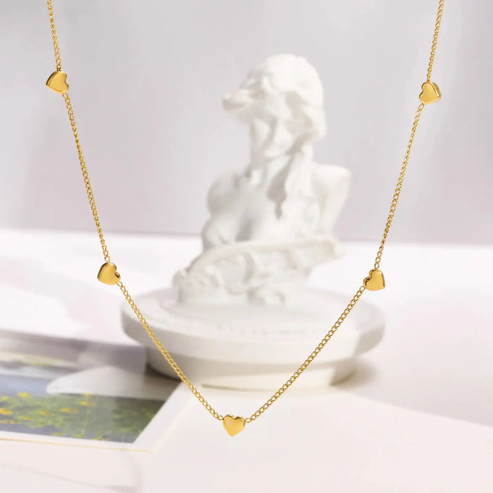 Heart Link Chain Necklace – Gold Stainless Steel Design SF