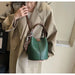 PU Leather Knitted Bucket Bag – Soft Casual Messenger Handbag for Women - Samanta Factory