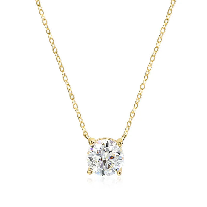 Moissanite Solitaire Necklace – Certified VVS1 Round Stone
