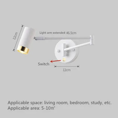 Modern Wall-Mounted LED Lamp – Adjustable Swing Arm with Warm/Cold Light for Bedrooms & Living Rooms - Samanta Factory