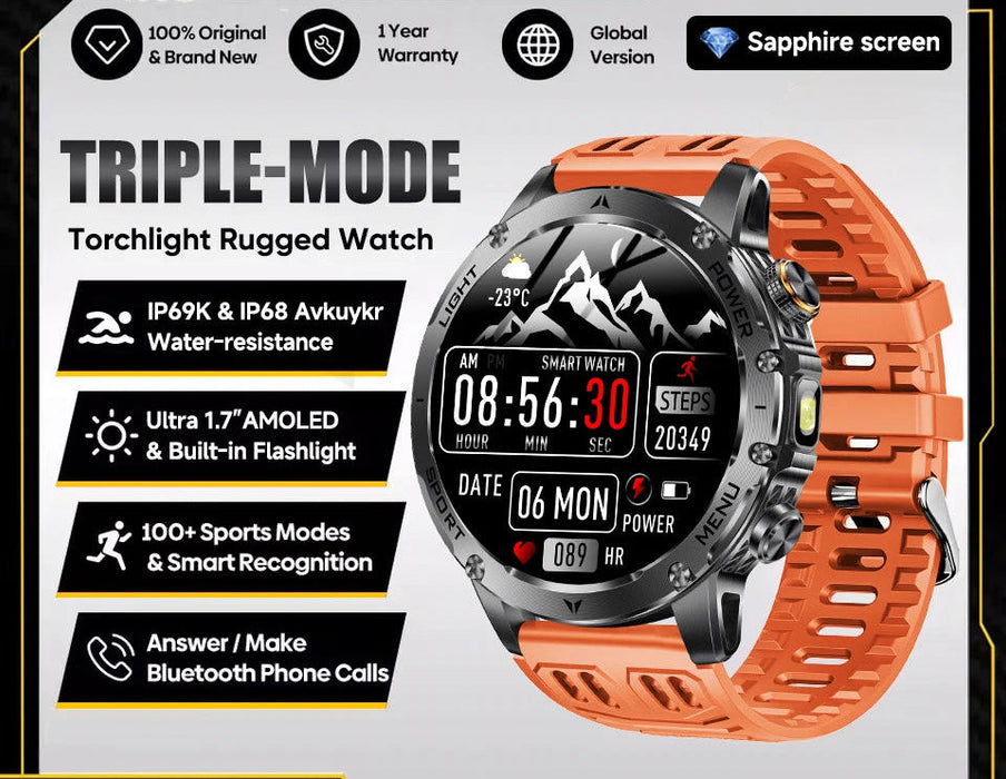 Outdoor Smartwatch – 1000mAh Long Battery & IP69K Waterproof SF