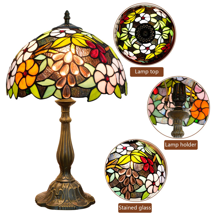 Tiffany Style Table Lamp – Handcrafted Stained Glass with Vintage Metal Base - Samanta Factory