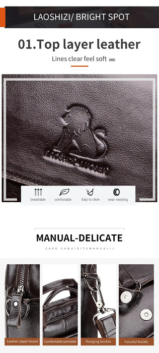 Leather Business Briefcase – 15-Inch Professional Work Bag for Men SF