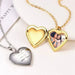Personalized heart photo locket necklace in stainless steel with custom picture inside