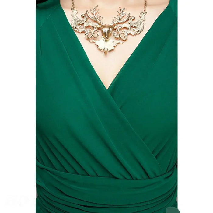 Party Dress – V-Neck Chiffon Elegance - Samanta Factory