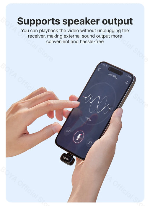 BOYA Mini Wireless Microphone – 2.4GHz Lavalier Mic with Charging Case for iPhone & Android