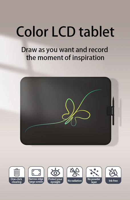 LCD Writing Tablet – Colorful Screen with One-Tap Erase & Pressure-Sensitive Drawing