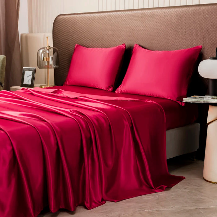 KISS NEST Satin Bed Sheet Set – Smooth 200TC Polyester, Twin to King Sizes - Samanta Factory