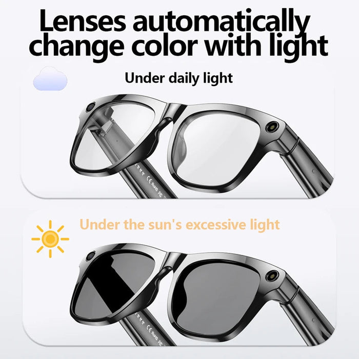 AI Smart Glasses with 6K Camera & Translation – Bluetooth Calling Music Photochromic Eyewear SF