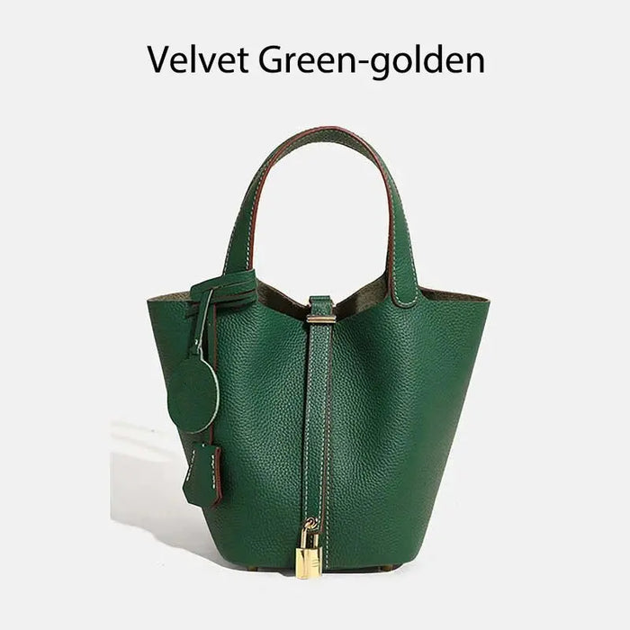 Cowhide Leather Bucket Bag – Soft Fashion for Four Seasons SF