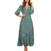 Women’s V-Neck Floral Maxi Dress – High-Waist Slit for Effortless Boho Chic - Samanta Factory