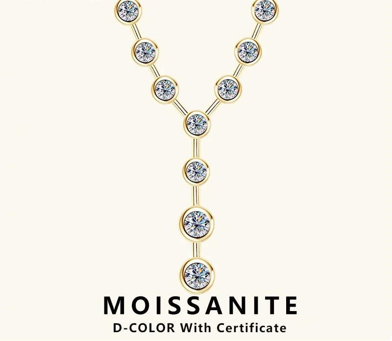 Y-Shaped Moissanite Pendant Necklace with D-Color VVS1 Stones in 925 Sterling Silver
