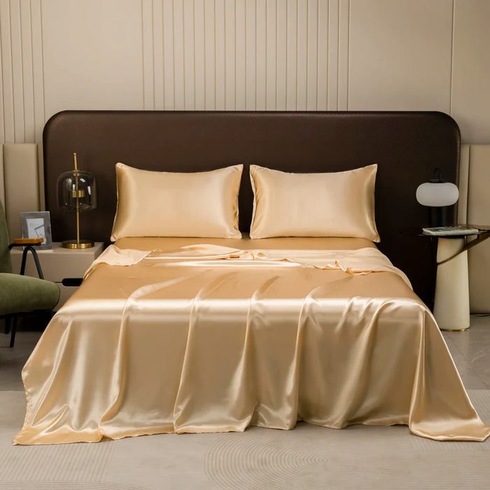 KISS NEST Satin Bed Sheet Set – Smooth 200TC Polyester, Twin to King Sizes - Samanta Factory