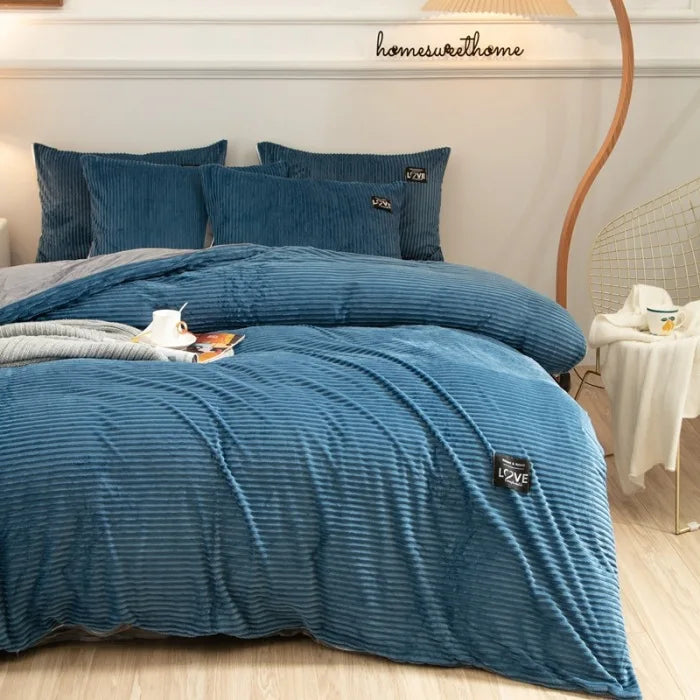 3-Piece Winter Velvet Duvet Cover Set – Soft Warm Fleece with Pillowcases, Twin to King Size" - Samanta Factory