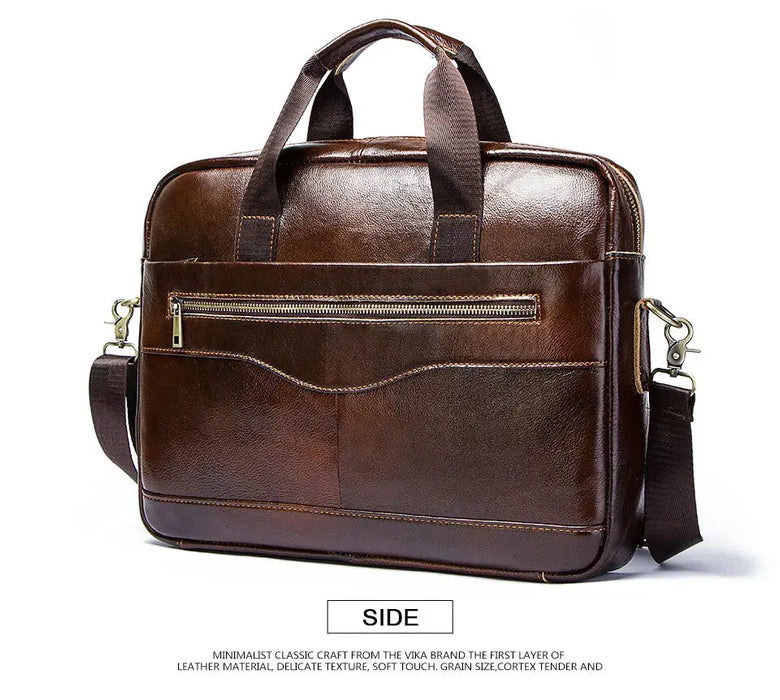 Leather Business Briefcase – Lightweight Men’s Work Tote Bag SF