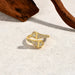 18K gold plated sterling silver snake ring with round D-colour moissanite.