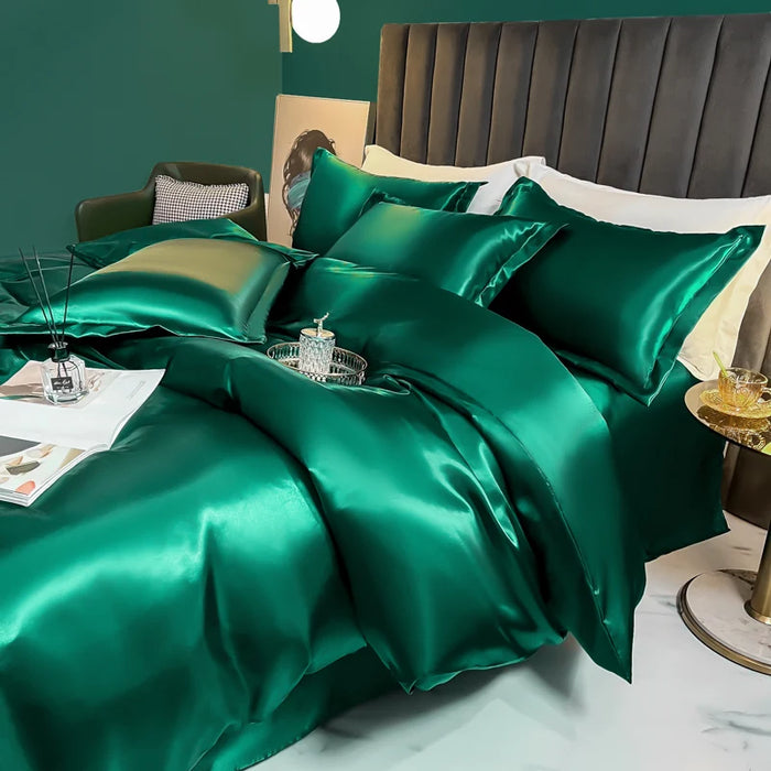 Schpert Rayon Bedding Set – Solid Color Duvet Cover with Pillowcases and Sheet, Twin to King - Samanta Factory