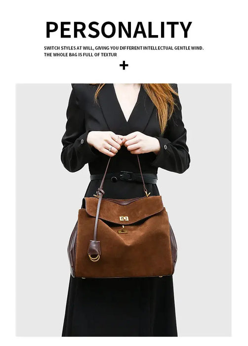 Microfiber Leather Shoulder Bag – Large Square with Lock SF