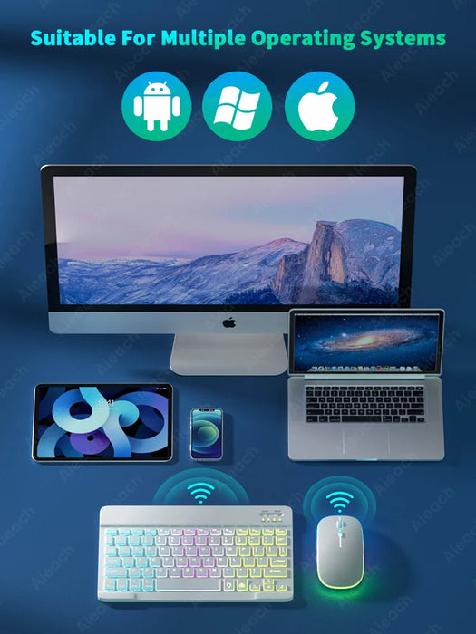 RGB Wireless Keyboard & Mouse Combo – Bluetooth & 2.4GHz for Tablet, Phone & PC Samanta Factory