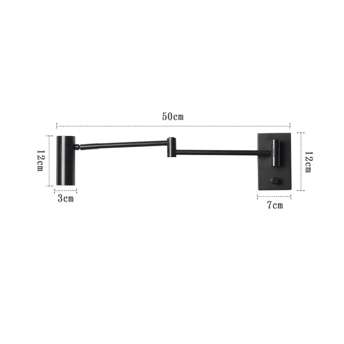 Modern Wall Lamp with Dimmable Switch – Rocker Arm Retractable LED Reading Light - Samanta Factory