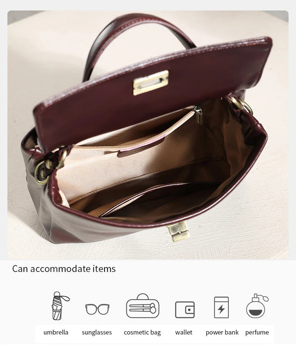 Women’s  Leather Shoulder Bag – Compact Casual Satchel