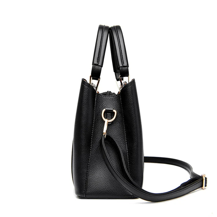 Women’s PU Leather Tote Bag – Fashion Soft Casual Handbag with Zipper Closure - Samanta Factory