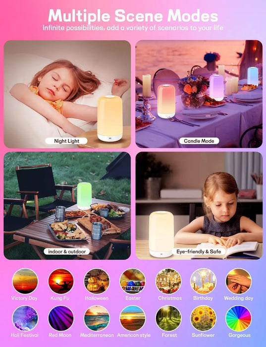 Smart RGB Night Light Lamp – Touch Control with App