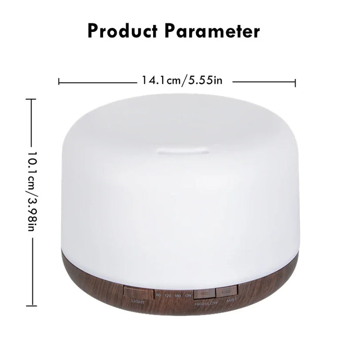 Aroma Diffuser – Compact Wood Grain Design with 7-Color Night Light