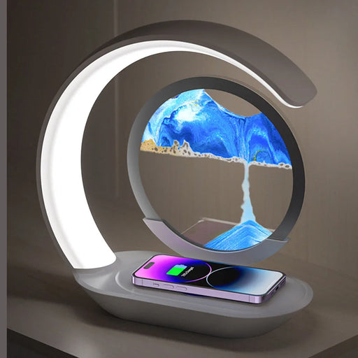 Smart round LED night light with touch control and wireless charging function