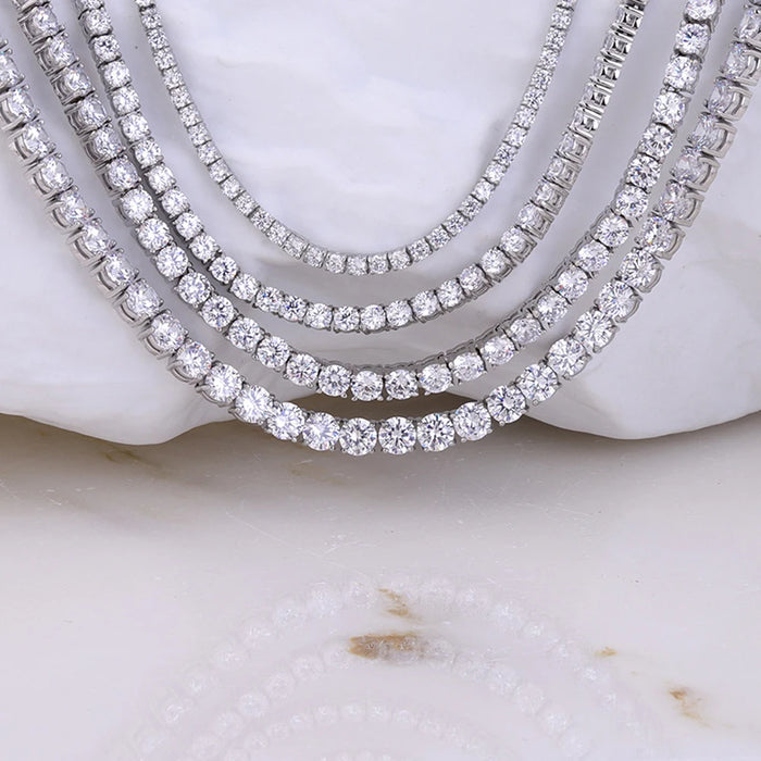 Moissanite Tennis Necklace – GRA Certified S925 Silver Sparkle