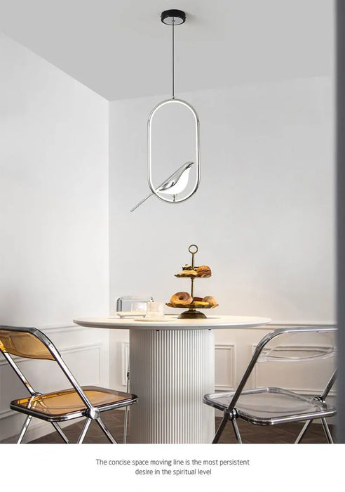 Bird Pendant Light – Modern Gold & Silver Hanging Lamp with Rotatable Magpie Design