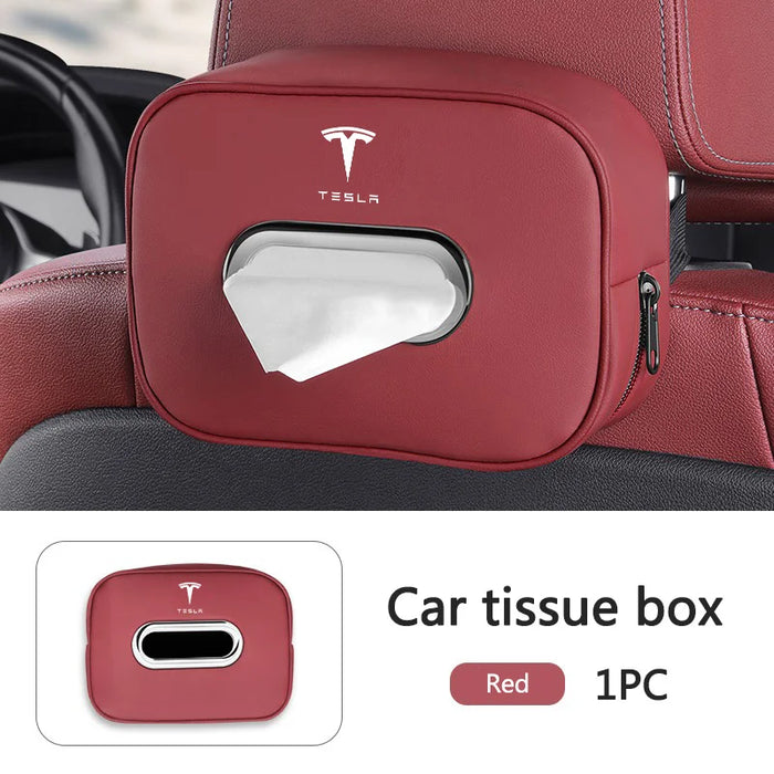 PU Leather Car Tissue Holder – Seat Back & Door Storage