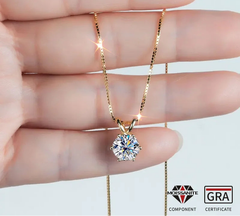 Moissanite Pendant Necklace – D-Color Round Solitaire