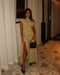 Maxi Dress – Pleated Patchwork Elegance - Samanta Factory