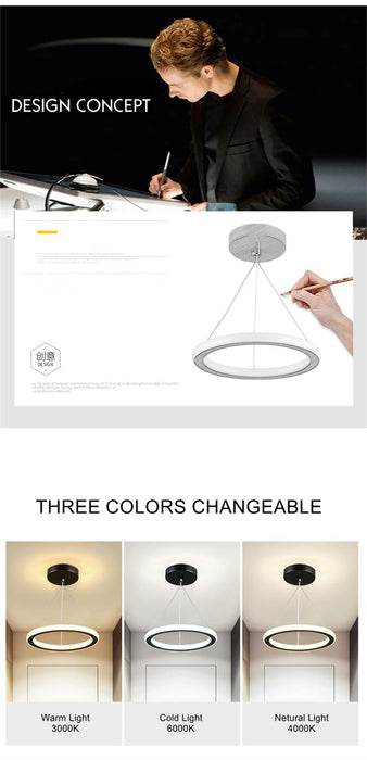 LED Dining Table Pendant Light – Dimmable Brightness & Color with Adjustable Height - Samanta Factory