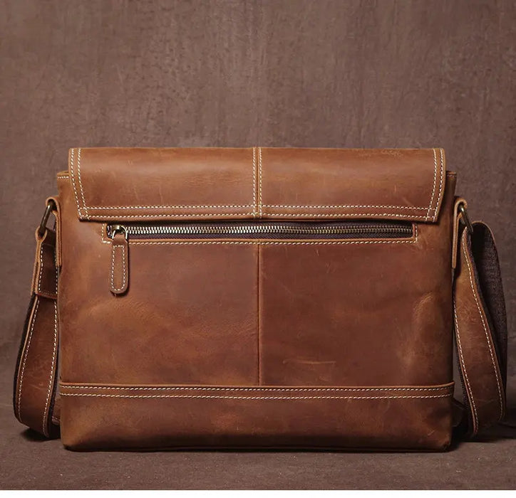 Vintage Leather Satchel Bag – Soft Men’s Crossbody Shoulder Bag SF