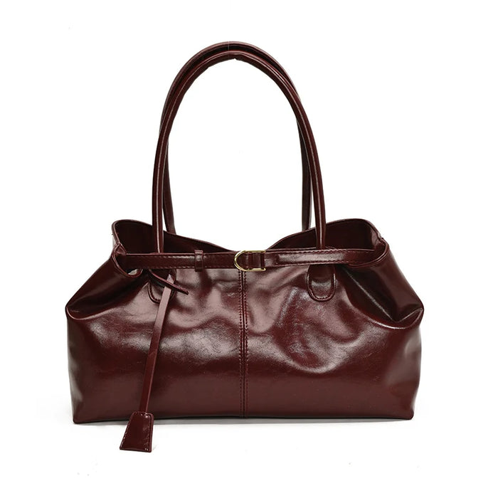 Stylish Vegan Leather Tote Bag with Tassel Detail and Spacious Interior - Samanta Factory