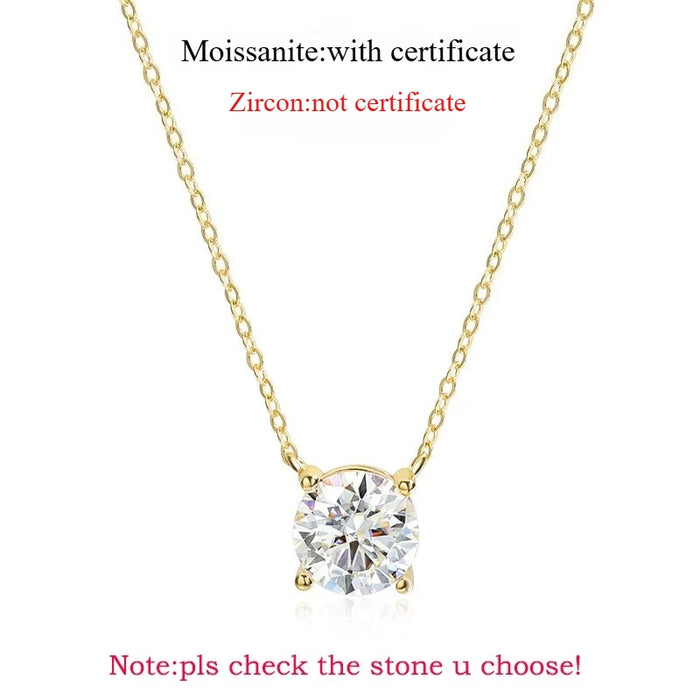 Moissanite Solitaire Necklace – Certified VVS1 Round Stone