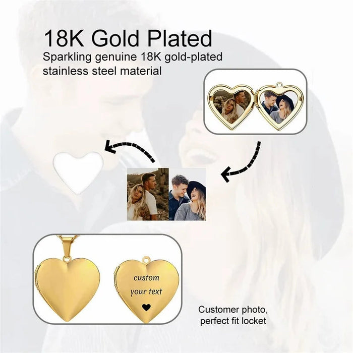 Custom Photo Locket Necklace – Personalized Heart Pendant for Men/ Women SF