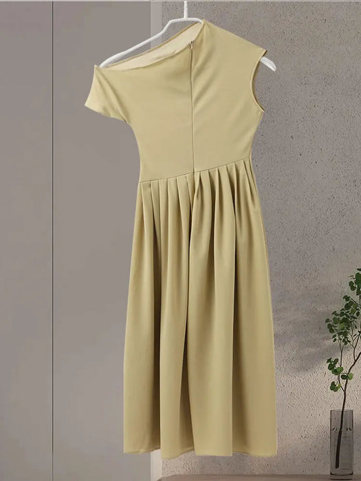 Maxi Dress – Pleated Patchwork Elegance - Samanta Factory