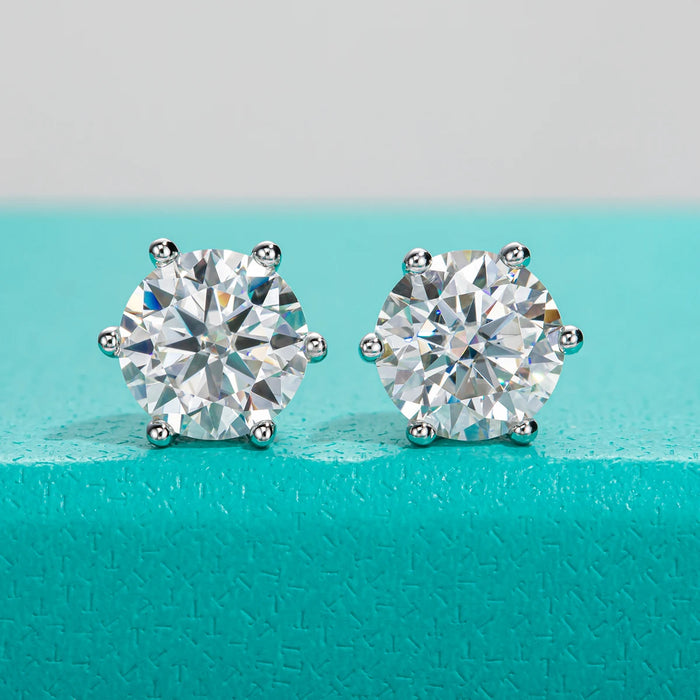 Moissanite Stud Earrings – 2ct Round Brilliant 925 Sterling Silver
