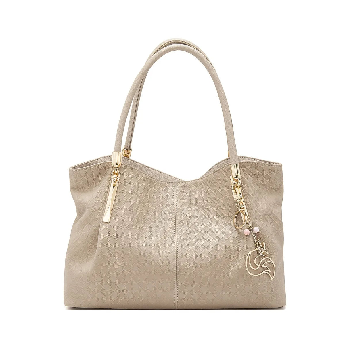 Genuine Leather Shoulder Bag – Elegant Casual Tote with Beading & Sequins for Women - Samanta Factory