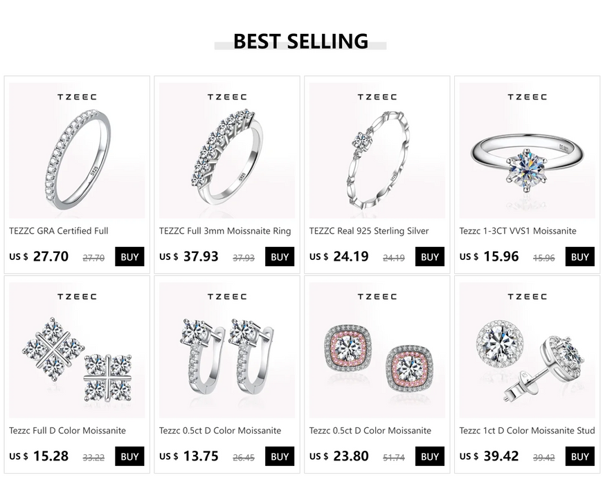 Moissanite Engagement Ring – D-Color VVS1 Sterling Silver