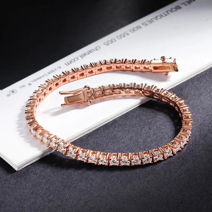 EWYA D Color Moissanite Tennis Bracelet 925 Silver 18K Gold - Samanta Factory