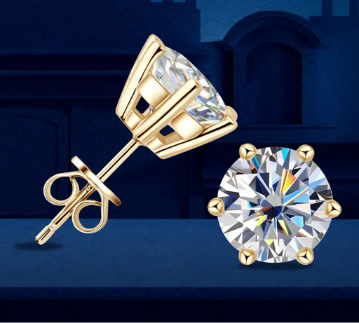 D-color VVS1 moissanite stud earrings in 925 sterling silver