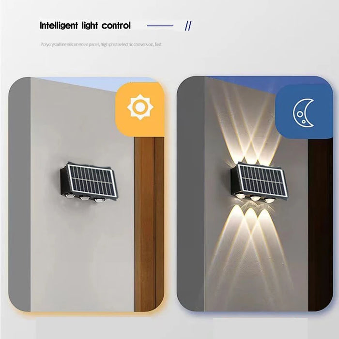 Solar Wall Light – IP65 Waterproof Warm LED for Outdoor Facades