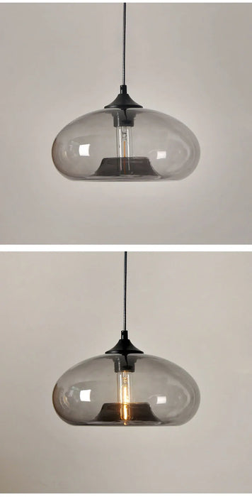 Modern Glass Pendant Light – Elegant LED Ceiling Fixture with Iron Finish - Samanta Factory